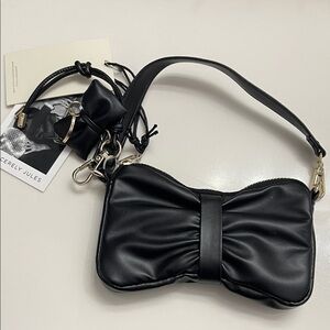Sincerely Jules Black Bow Design Women's Mini Bag/wristlet NWT